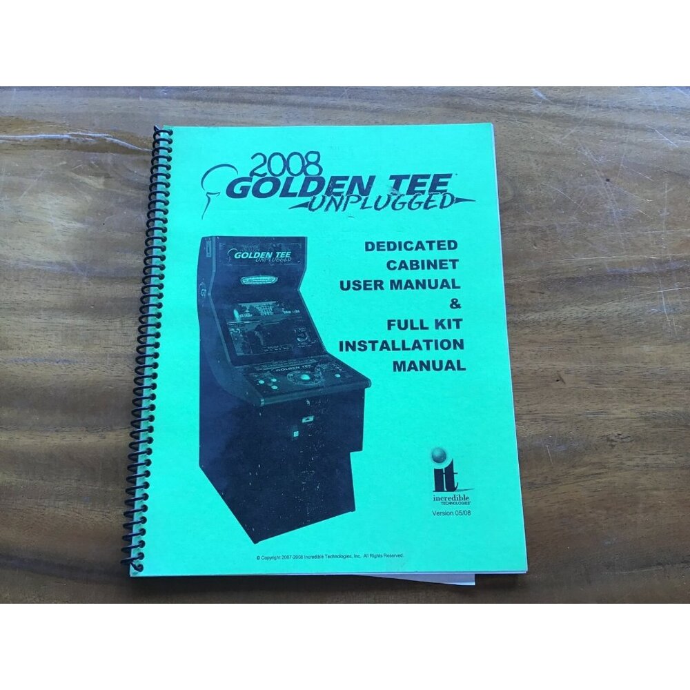 Vintage ORIGINAL 2008 Golden Tee Unplugged Manual